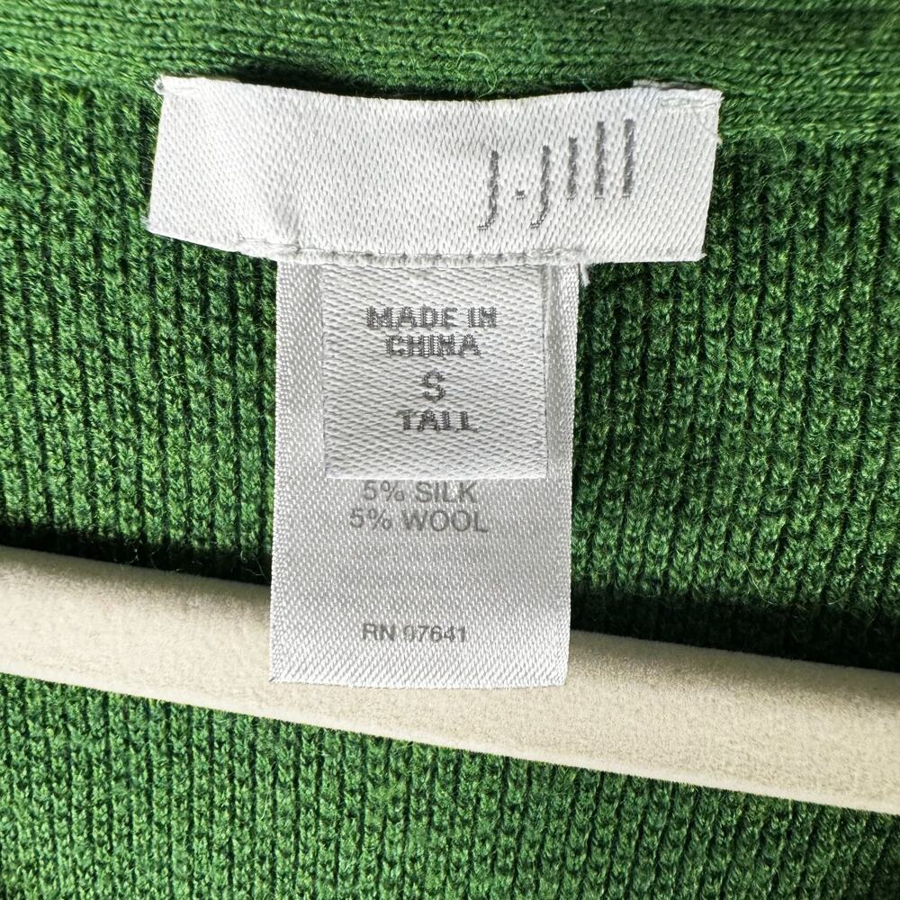 J. Jill Size ST S Tall Green Tunic Sweater Textured Round Neck Long Cotton Blend - Picture 2 of 9